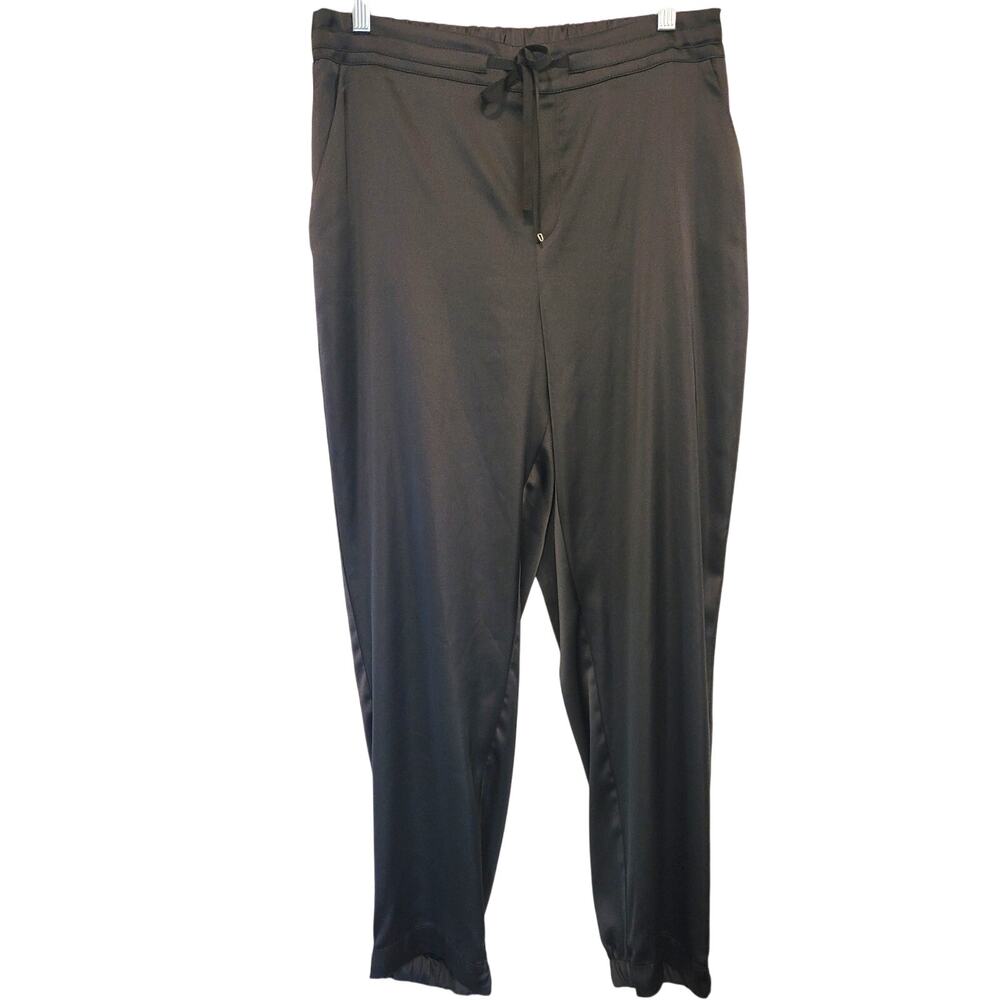 Joseph Ribkoff Black Satin Jogger Pants Drawstring Ankle Career Lounge Travel